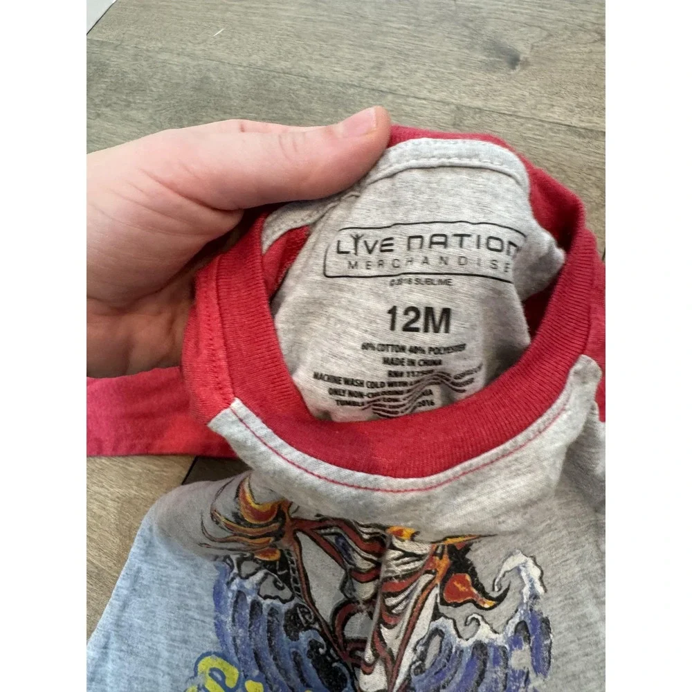 Sublime Shirt Infant 12M Gray Red Raglan Baseball Long Sleeve Sun Graphic Band‎